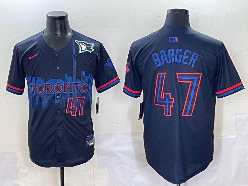 Men 2025 Toronto Blue Jays #47 Barger Black Joint Name Nike MLB Jersey style 7